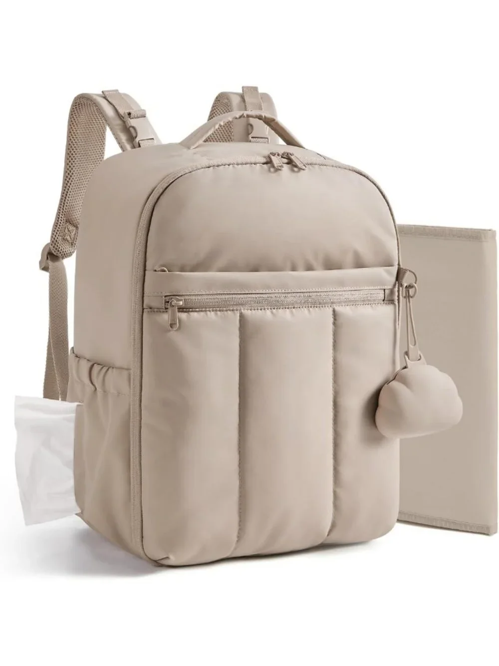 Lightweight Puffy Baby Diaper Bag Backpack with Insulated Pockets & Changing Pad